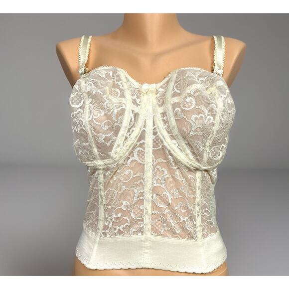 New Goddess 0689 Ivory US 34H Lace Bustier Bra Longline Strapless Bridal Bra - Picture 1 of 10